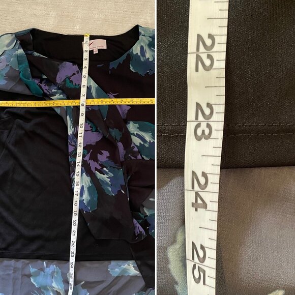 V by Vanessa Williams Asymmetrical Womens Flutter Blouse Sz 1X Floral - Picture 7 of 11